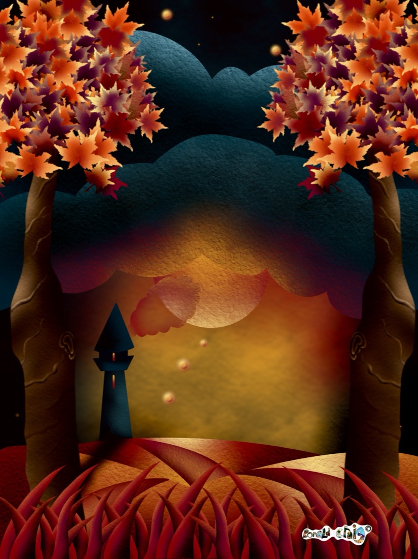 The Witch's Tower, rising among the autumn trees