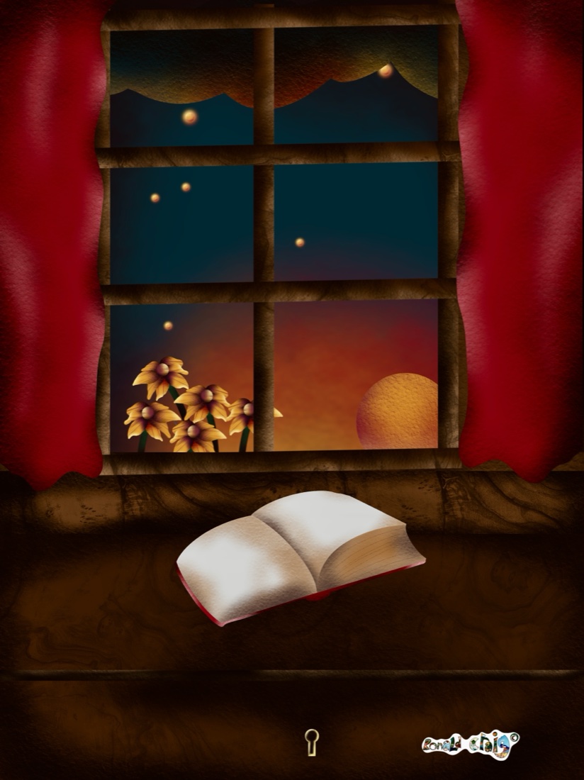The Inglenook — a storybook open on a windowsill at dusk